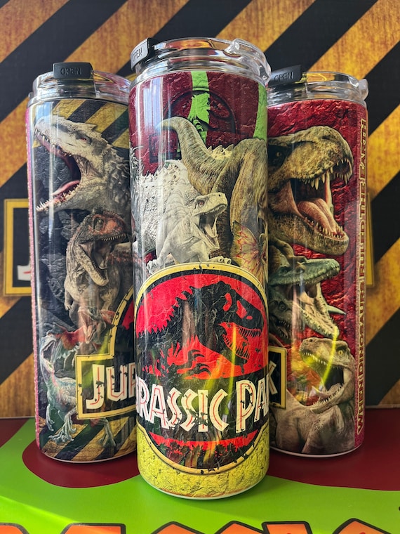 Jurassic Park 20 oz Tumbler Cup Sublimation Dinosaurs Coffee Starbucks