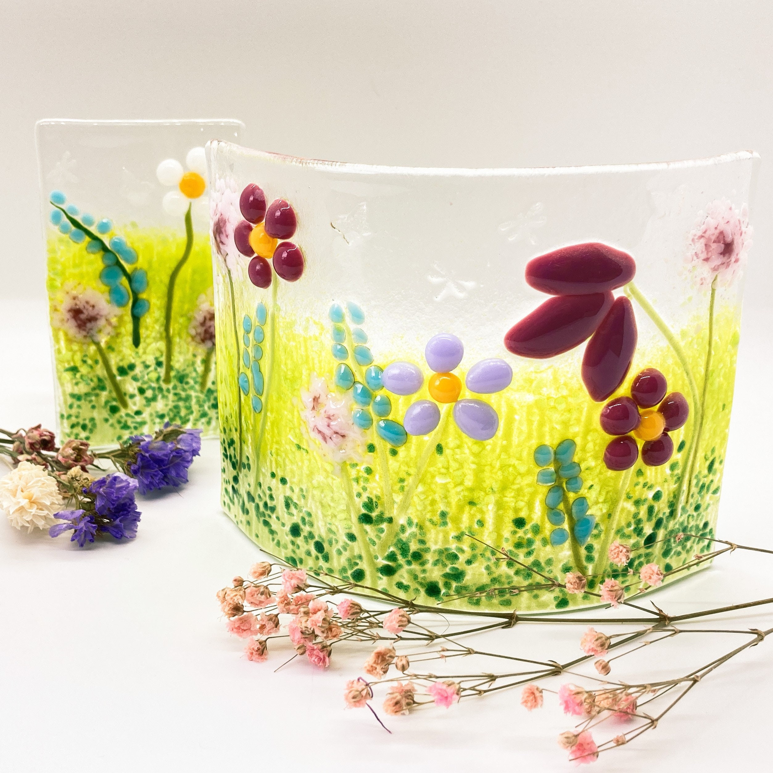 Bloom Glass Flower Curved Ornament Etsy