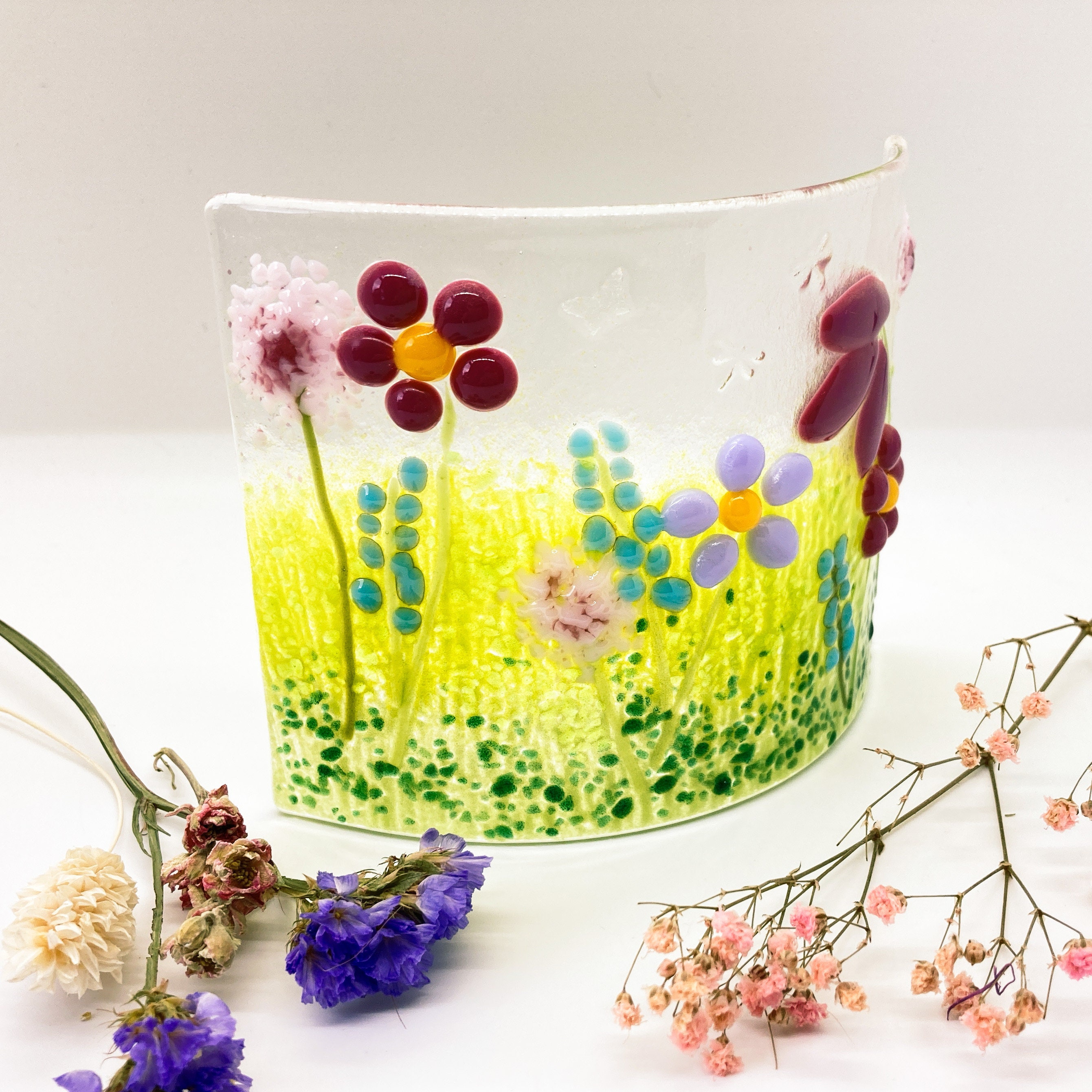 Bloom Glass Flower Curved Ornament Etsy