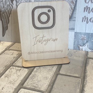 Instagram Business Schild, Social Media Holzschild. Instagram / Facebook / Tic Tok personalisiertes Holz Instagram Schild