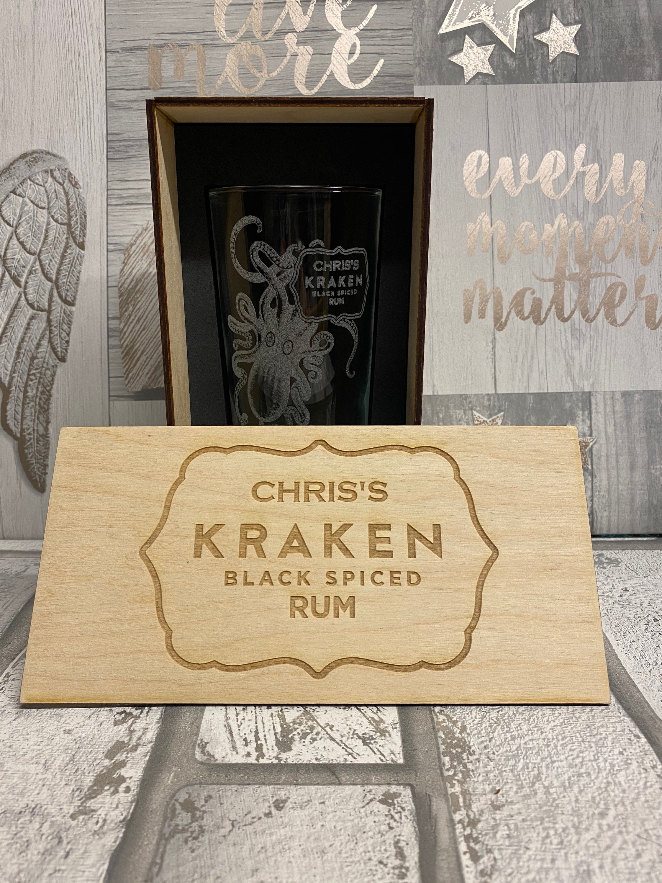 Personalised Kraken Rum Glass and Gift Box Custom Rum Glass Etsy UK