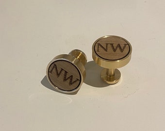 5th anniversary gift for him, personalised Brass and walnut wood cufflinks, wood anniversary gift
