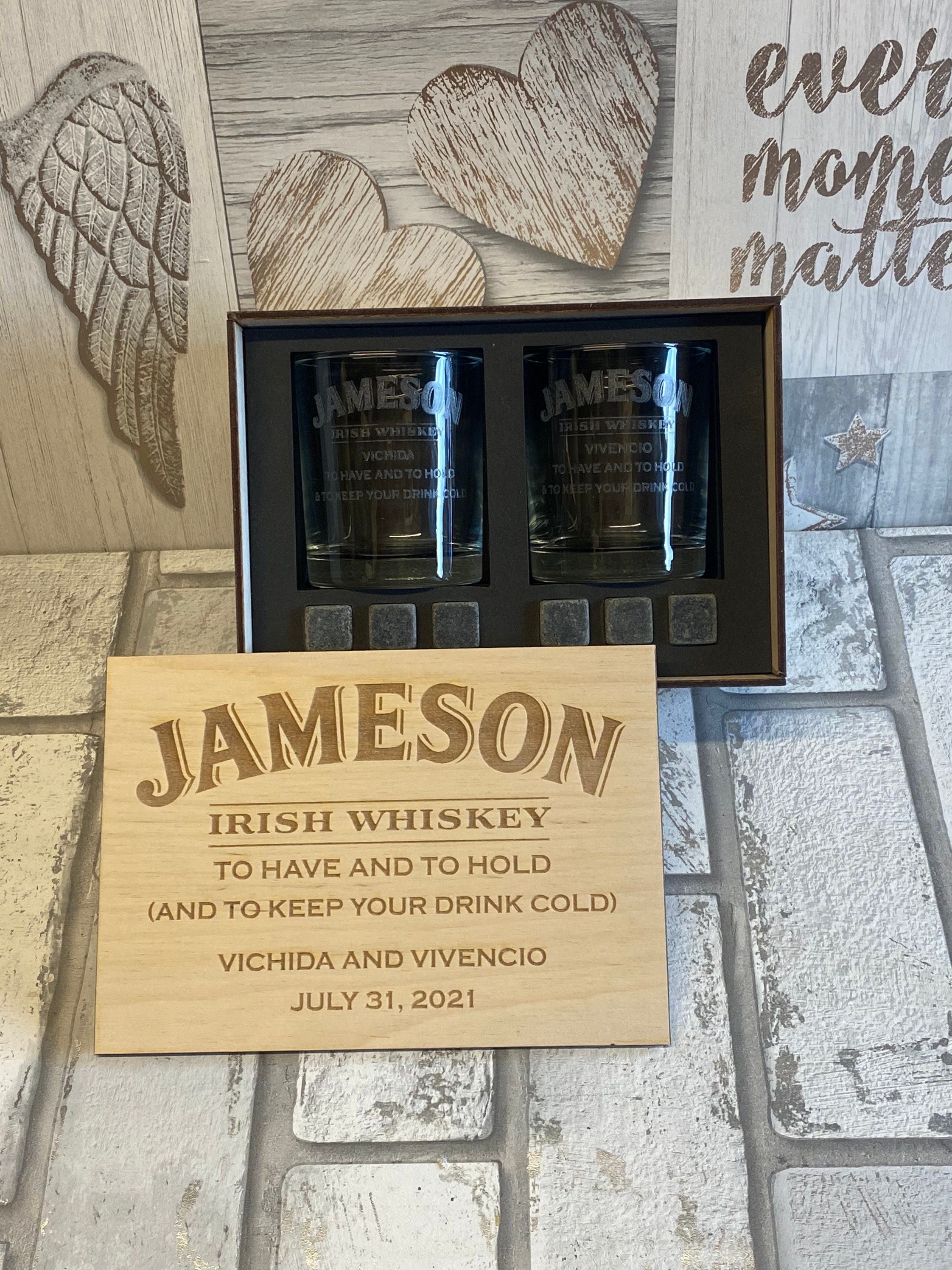Personalised Jameson whiskey glass gift set custom whiskey Etsy