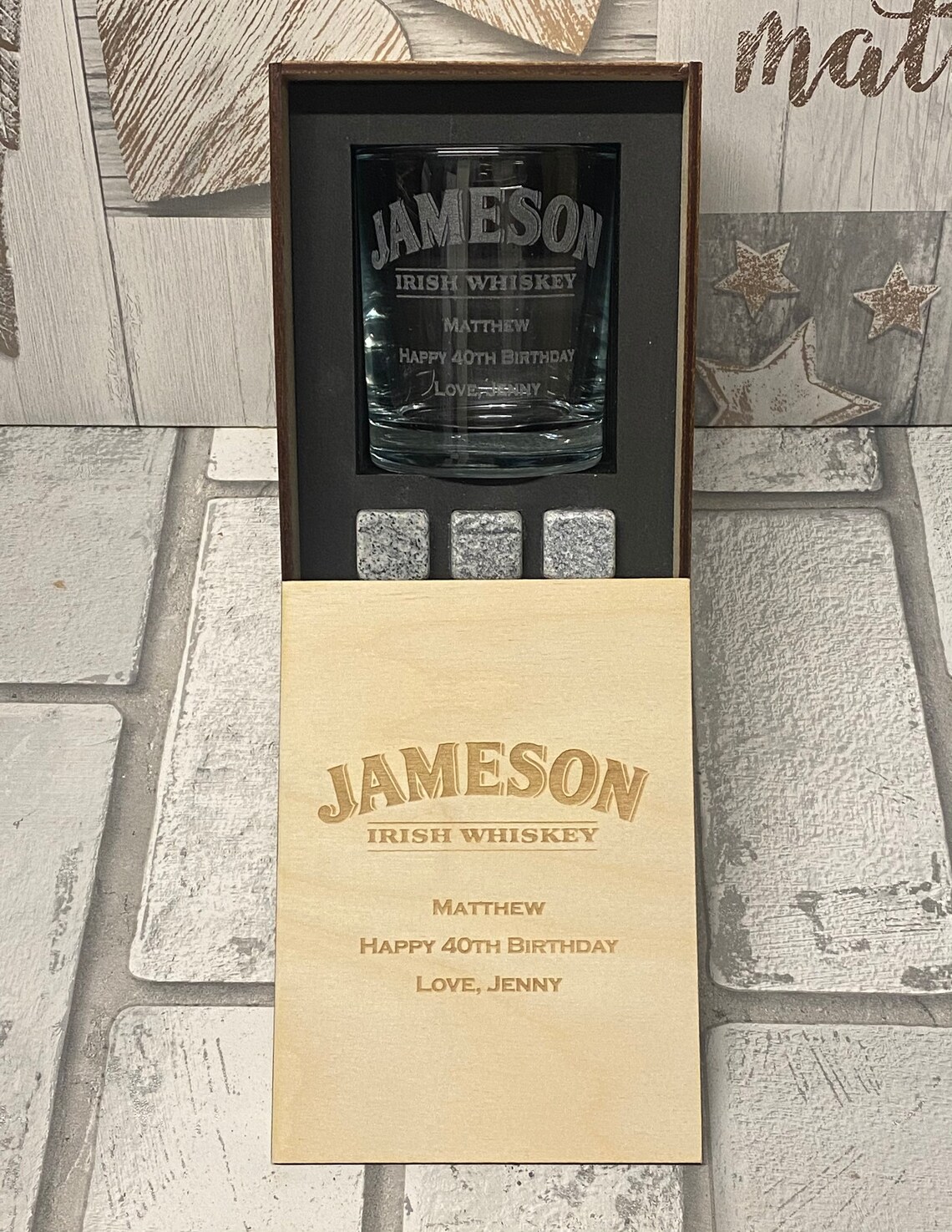 Personalised Jameson Whiskey Glass Gift Set Custom Whiskey Etsy UK