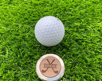 Personalised golf ball marker, custom golf ball marker, gifts for him, Father's Day gift, grandad gift. Golfing gift set