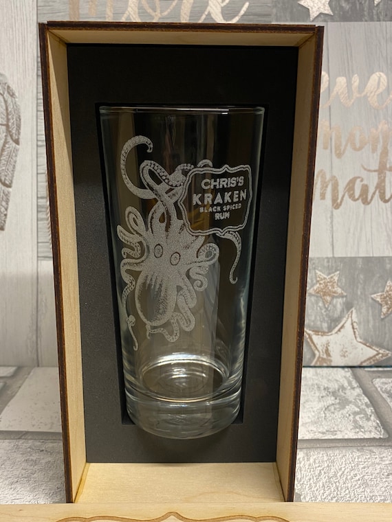 Personalised Kraken Rum Glass and Gift Box Custom Rum Glass Etsy UK