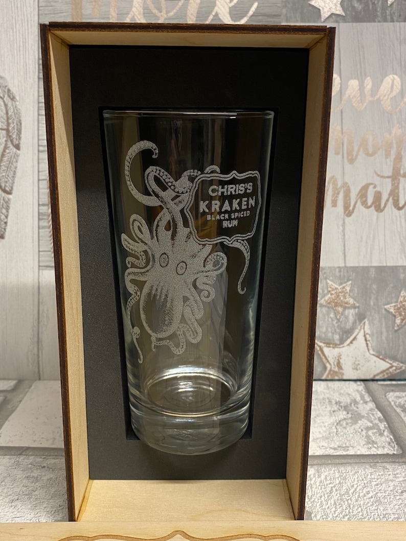 Personalised Kraken Rum Glass and Gift Box Custom Rum Glass Etsy UK