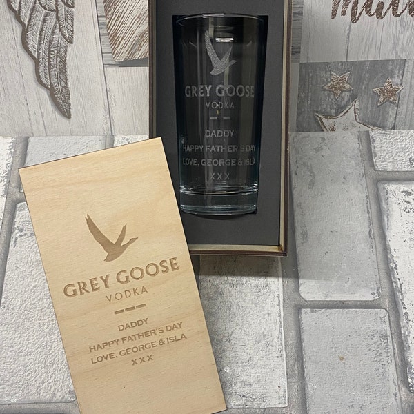 Personalisiertes Grey Goose Wodkaglas, benutzerdefiniertes Wodkaglas. Vatertagsgeschenk, Geburtstagsgeschenk