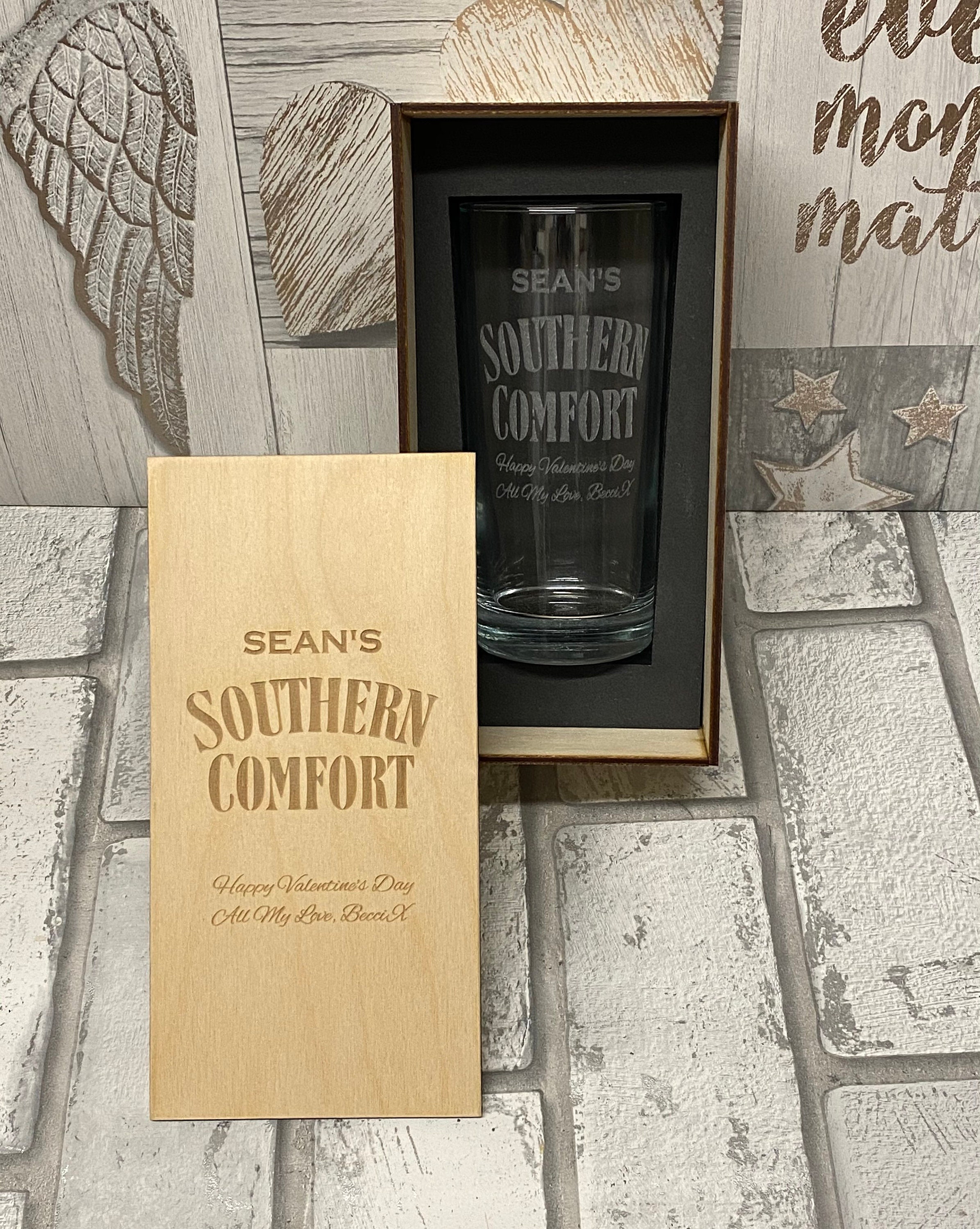 Personalised southern comfort glass and gift box custom Etsy
