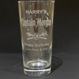 Personalised captain Morgan rum glass, gift box Personalised glass Christmas birthday gift, custom rum glass, 画像 4