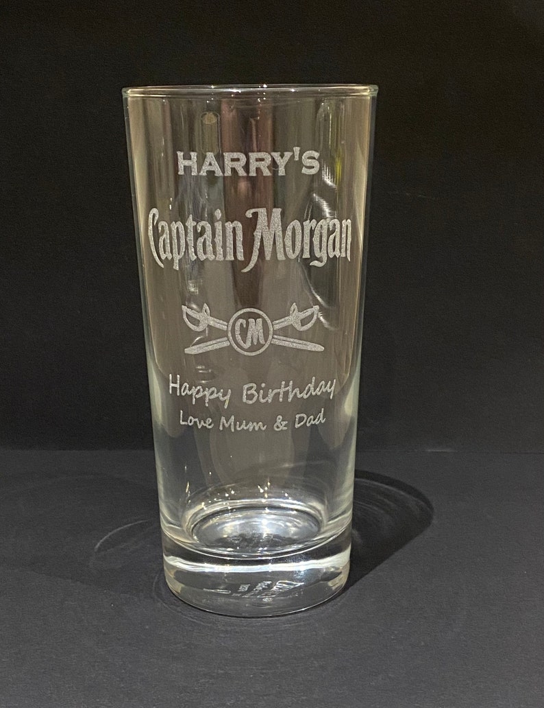 Personalised captain Morgan rum glass, gift box Personalised glass Christmas birthday gift, custom rum glass, image 4