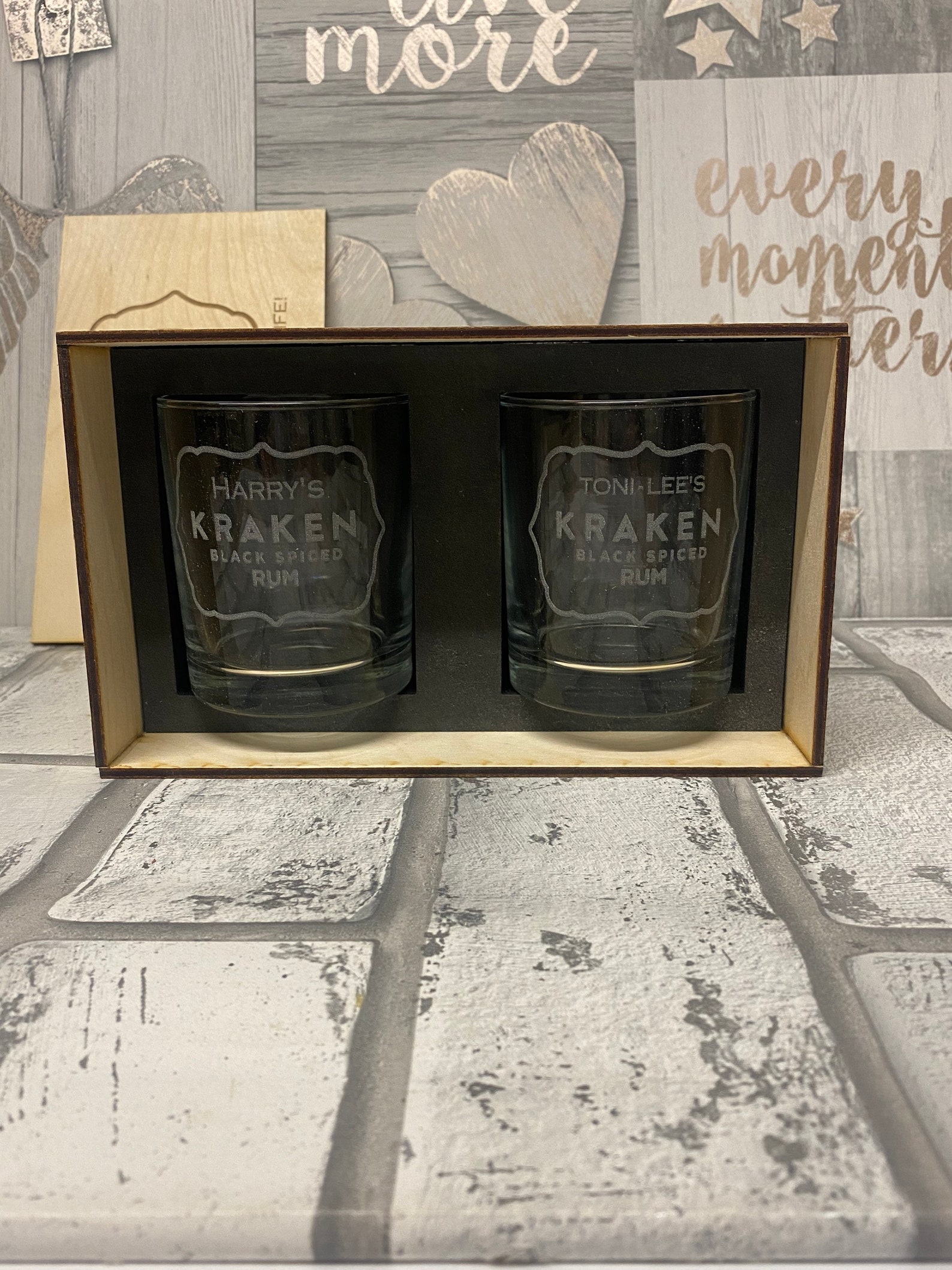 Personalised kraken rum glass set custom rum glass tumbler Etsy