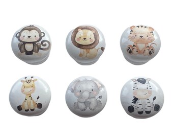 Safari theme drawer knobs.  Jungle animal Children's Safari animal drawer handles. Up cycle drawer knobs kids bedroom decor