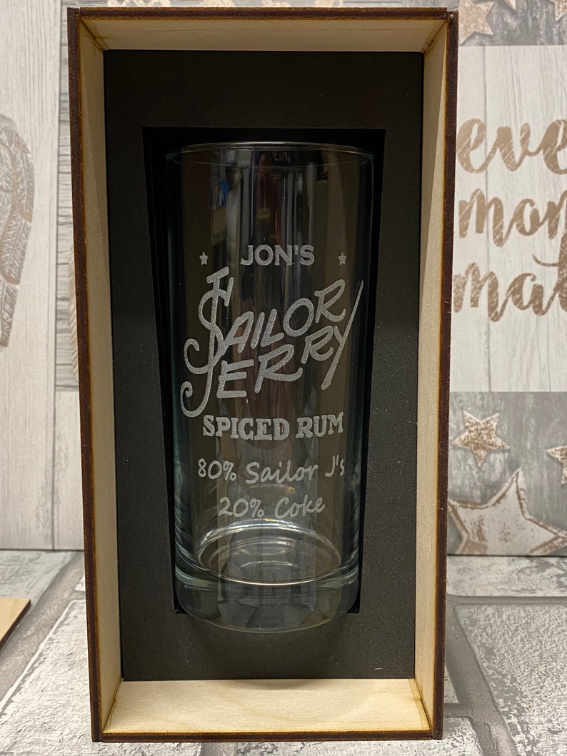 Personalised Sailor Jerry Inspired Rum Glass and Gift Box Etsy
