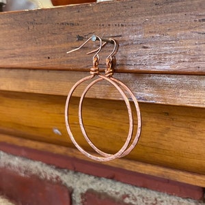 Hand Hammered Copper Hoop Earrings
