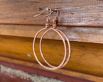 Hand Hammered Copper Hoop Earrings