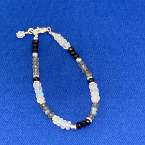 Fiery Moonstone, Labradorite and Black Spinel Bracelet