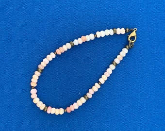 Pink Peruvian Opal Bracelet with Antique Bronze Spacer Beads