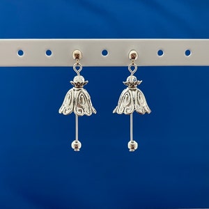 Tibetan Silver Bell Earrings with Crystal Accents