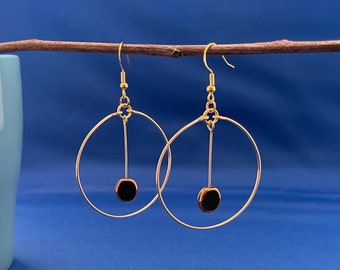 Handmade Gold Plated Hoop Earrings with Czech Glass Bead