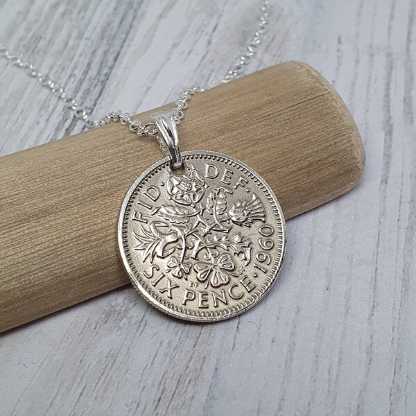 Sixpence Coin Necklace ~ Vintage Silver Jewellery ~ Lucky Charm ~ Wedding Tradition ~ Secret Santa Gift ~ Queen Elizabeth ~ Sustainable