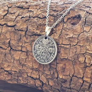 Sixpence Coin Necklace ~ Vintage Sterling Silver ~ Sustainable Jewellery ~ Lucky Charm ~ Layering ~ Wedding Tradition ~ Mothers Day ~ Easter