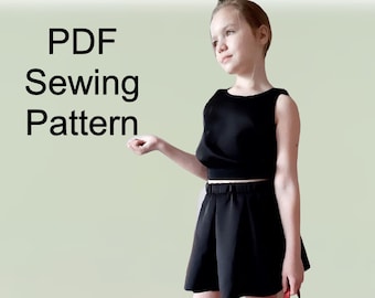 Suit for girl - PDF pattern, PDF pattern for girls,  pdf patterns for kids, girls sewing patterns, pdf pattern blouse, pdf  pattern skirt