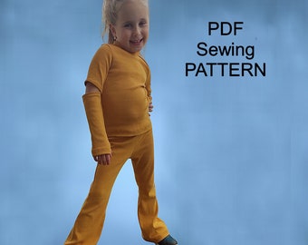 Flared track pants - PDF pattern, PDF pattern for girls,  pdf patterns kids, girls sewing pattern, pdf pattern pants, sewing pattern pants