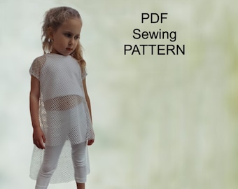 PDF Girl’s T-shirt pattern, PDF pattern for girls,  pdf patterns for kids, girls sewing patterns, pdf pattern blouse, pdf blouse pattern