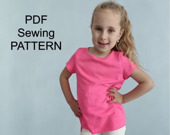 PDF Girl’s T-shirt pattern, PDF pattern for girls,  pdf patterns for kids, girls sewing patterns, pdf pattern blouse, pdf blouse pattern