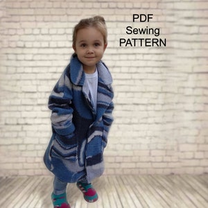 Faux fur  coat - PDF sewing Pattern, PDF pattern for coat,  PDF pattern for girls,  pdf patterns for kids, girls sewing patterns