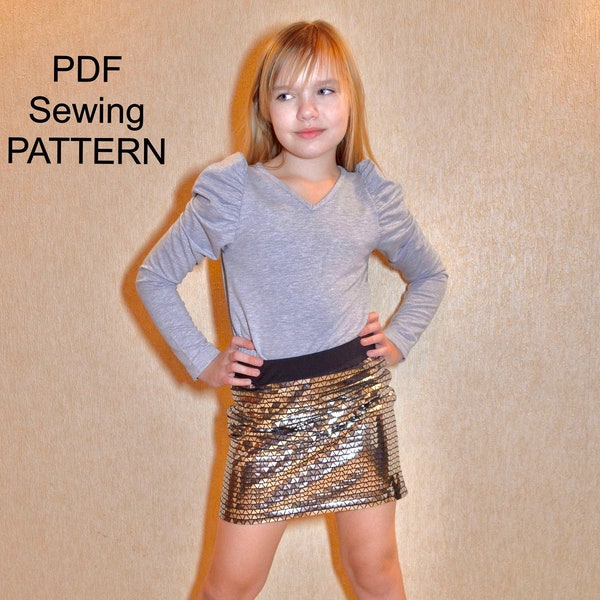 Minimalist skirt - PDF pattern, skirt pattern, pdf pattern for simple skirt, PDF pattern for girls,  pdf pattern for kids