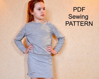 Girl’s suit sewing pattern, PDF pattern for girls, pdf patterns for kids, girls sewing patterns, pdf pattern for sweatshirt