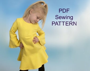 Dress with flounces - PDF pattern, PDF pattern girls,  pdf patterns for kids, girls sewing patterns, pdf pattern dress, pdf dress pattern