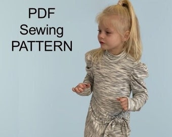 Vestido manga abullonada - Patrón PDF, Patrón PDF niñas, patrones pdf para niños, patrones de costura niñas, patrón pdf vestido, patrón pdf vestido