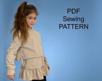 Hood - PDF sewing Pattern,  PDF pattern for girls, pdf patterns for kids, girls sewing patterns, pdf pattern sweatshirt