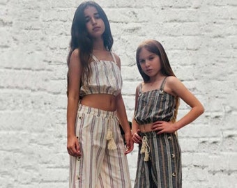 Wide-leg pants and crop top -PDF pattern, kids pdf pattern, kids pants pdf pattern,  pdf patterns for kids, clothing patterns PDF
