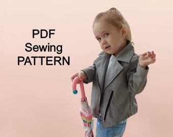 Girls Leather Biker Jacket - PDF Pattern, Sewing Patterns for girls, PDF pattern for girls, sewing patterns for kids, pdf patterns for kids