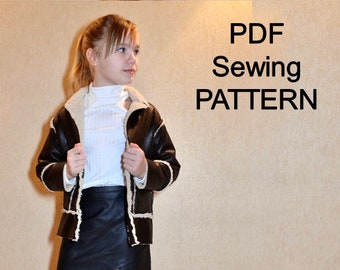 Faux fur sheepskin coat- PDF sewing Pattern, PDF pattern for jacket, PDF pattern for girls,  pdf patterns for kids, girls sewing pattern