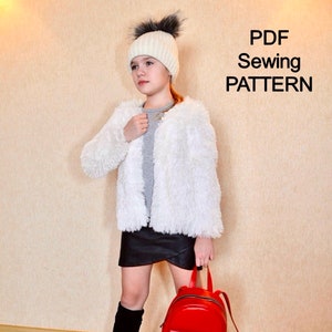 Faux fur jacket  - PDF sewing Pattern,  PDF pattern for girls, pdf patterns for kids, girls sewing patterns, pdf pattern for jacket
