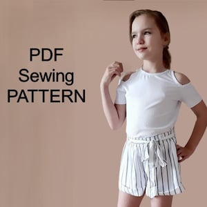 T-shirt PDF sewing Pattern,  PDF pattern for kids, PDF pattern of T-shirt, T-shirt patterns, pdf pattern for girls, Sewing pattern for girls