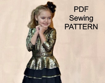 Patrón de costura de vestido de niña en PDF, patrón PDF para niñas, patrones PDF para niños, patrones de costura para niñas, patrón PDF, patrón de ropa PDF