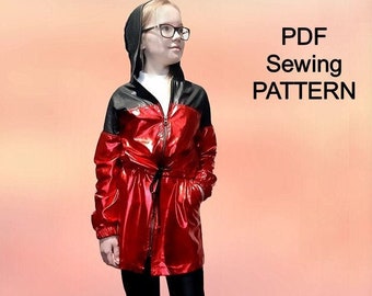 Windbreaker - PDF sewing pattern, PDF pattern for parka, PDF pattern for girls, Sewing patterns for kids, girls sewing patterns