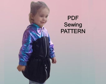 Windbreaker - PDF sewing pattern, PDF pattern for parka, PDF pattern for girls, Sewing patterns for kids, girls sewing patterns