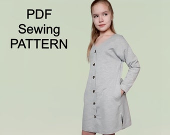 Multifunctional dress for girls, PDF sewing pattern, PDF pattern for kids, Sewing Pattern of girl dress, Simple PDF patterns for girls