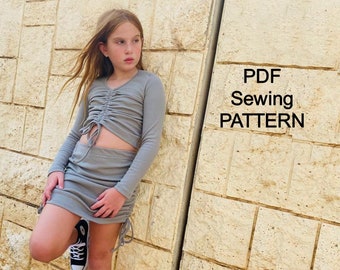 Girl’s smart suit  PDF Sewing pattern, PDF pattern of skirt, pdf patterns for kids, girls sewing patterns, pdf pattern blouse, pdf pattern