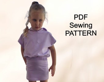 Suit Hoody and skirt - PDF sewing Pattern, PDF pattern for girls,  pdf patterns for kids, girls sewing patterns, pdf pattern suit