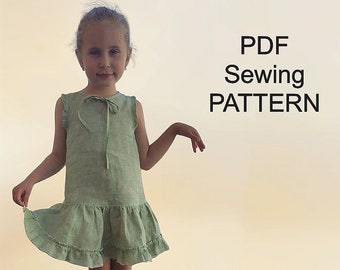 PDF pattern Boho dress, Girl’s Summer outfit pattern, kids dress pattern, children PDF, PDF patterns for girls, kids clothing pattern