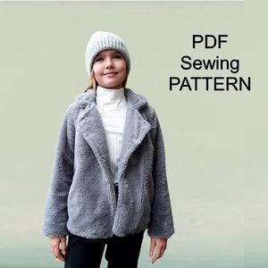 Faux fur biker jacket -  PDF sewing Pattern, PDF pattern for jacket,  PDF pattern for girls,  pdf patterns for kids, girls sewing patterns