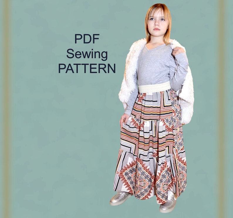 PDF pattern of broomstick long skirt pdf Pattern PDF Sewing Etsy